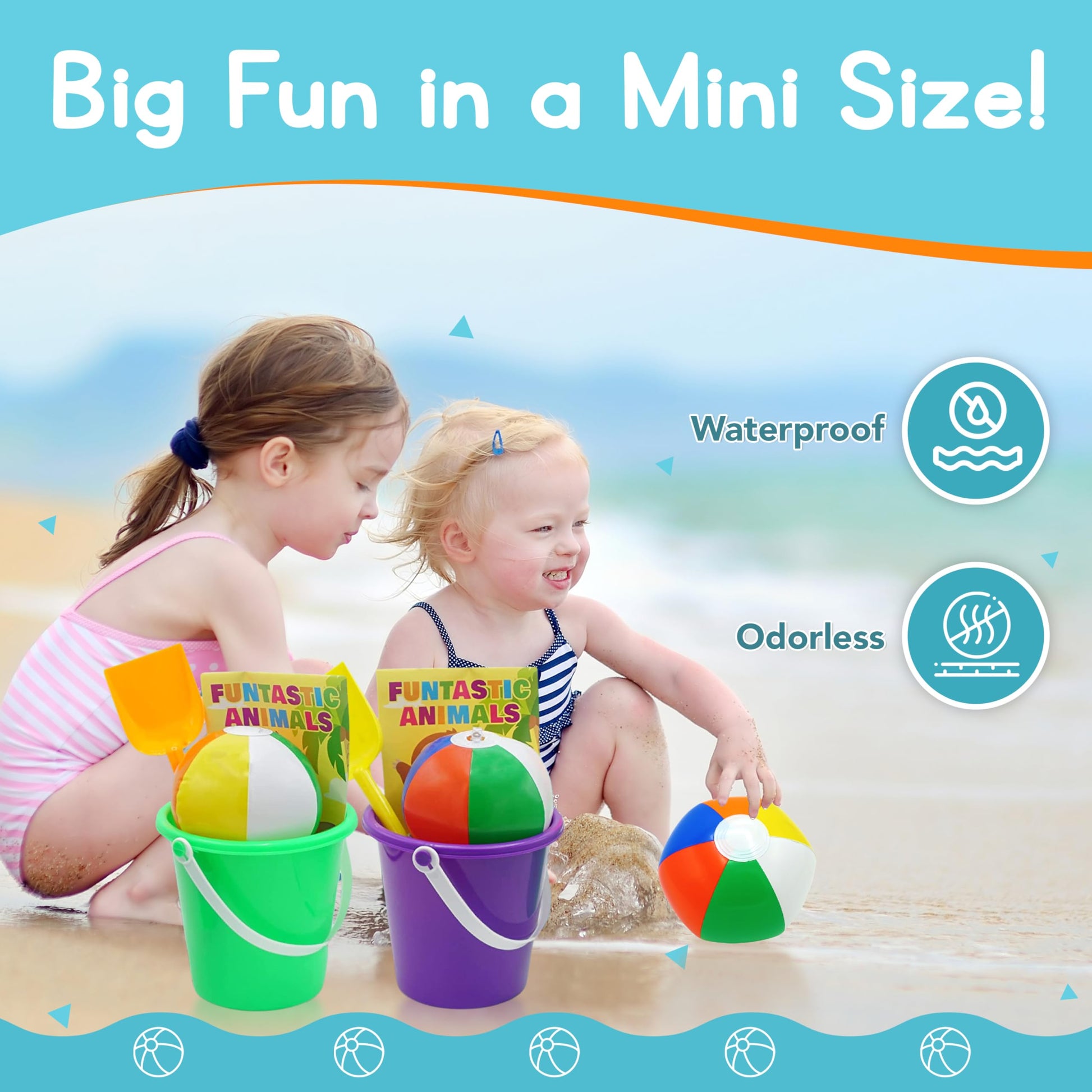 4E's Novelty Mini Beach Balls Bulk 28 Pack, Summer Pool Party Favors for Kids, Inflatable Pool Toys, Hawaiian Luau Party Decorations Goodie Bag