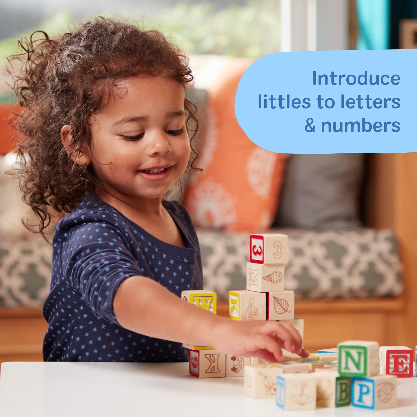Melissa & Doug Deluxe Wooden ABC/123, 50-Piece Set of Classic Letter & Number Wooden Blocks (1” x 1”) with Storage Pouch, Sorting & Stacking Toys for