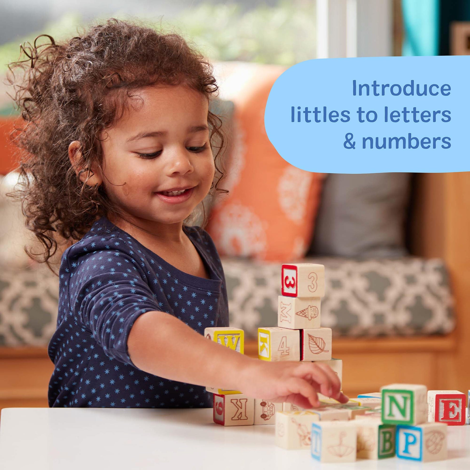 Melissa & Doug Deluxe Wooden ABC/123, 50-Piece Set of Classic Letter & Number Wooden Blocks (1” x 1”) with Storage Pouch, Sorting & Stacking Toys for