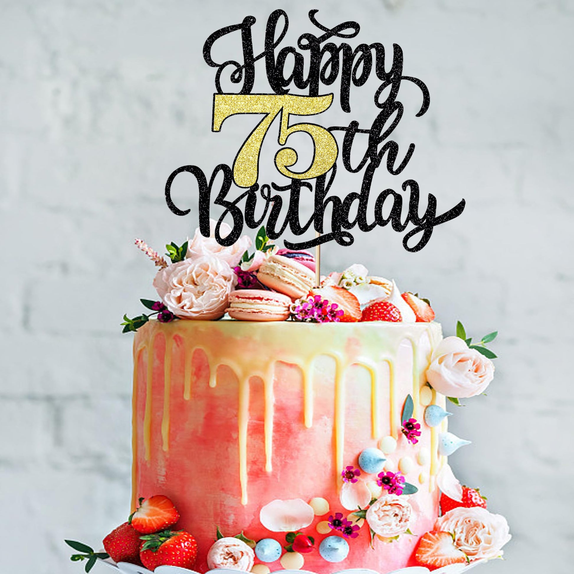 Leetaivie Happy 75th Birthday Cake Topper, 75th Birthday Cake Decorations