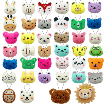 XIPEGPA 40 PCS Mini Animal Plush Toys Set Cute Small Animal Stuffed Toy Keychain for Party Favors Keychain Ornament for Goody Bag Easter Egg Stuffers