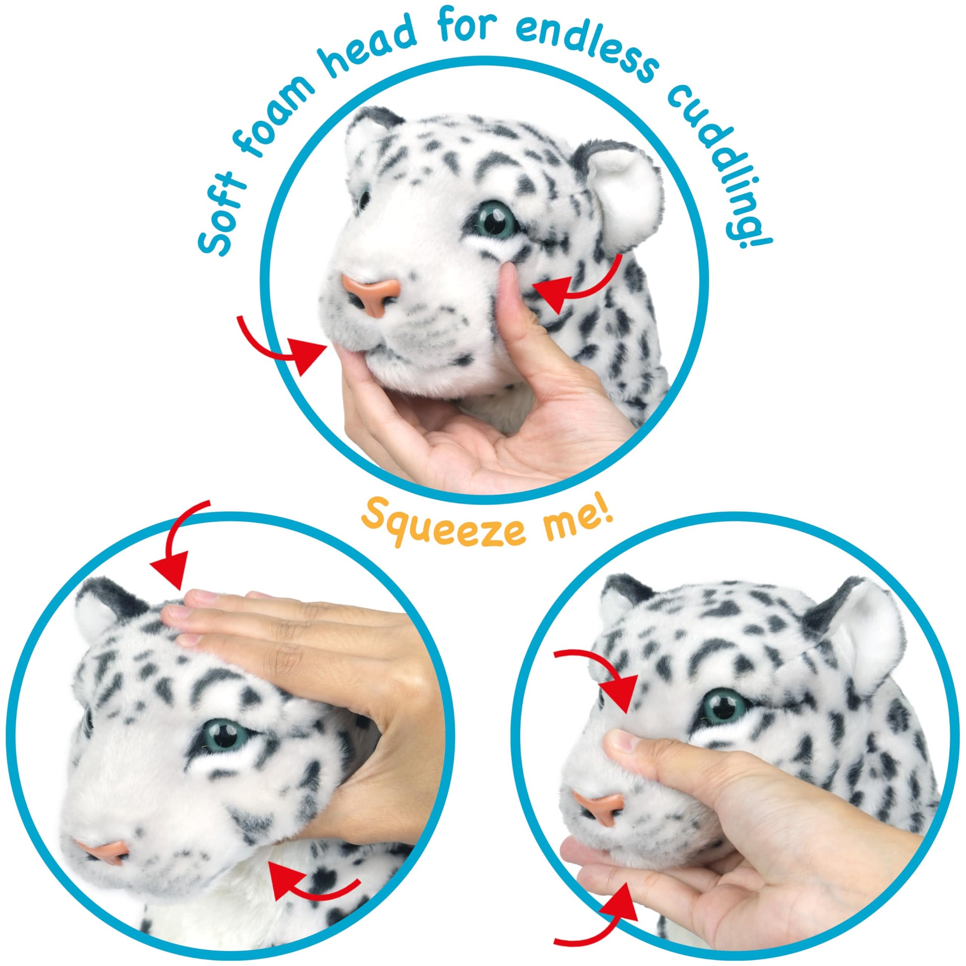 TigerHart Sinovia The Snow Leopard - Squeeze Me! - 17 Inch Stuffed Animal Plush