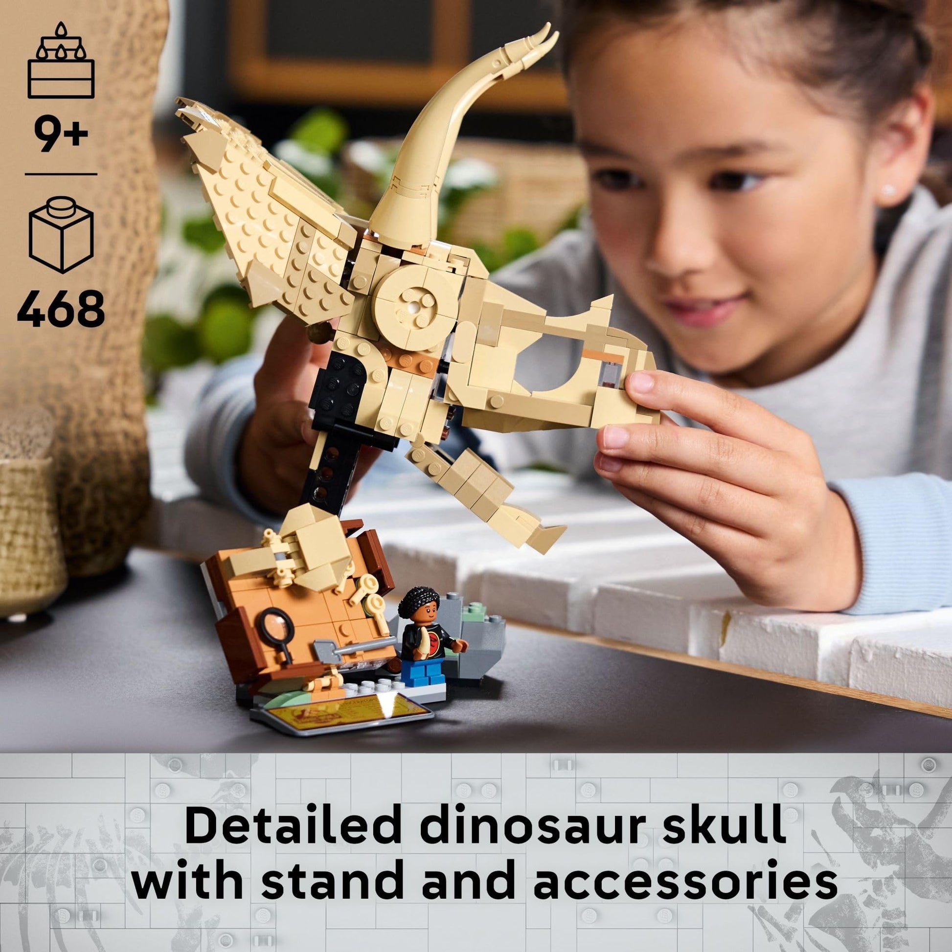 LEGO Jurassic World Dinosaur Fossils Triceratops Skull Toy - Dinosaur Toy Fossil Building Set for Kids, Boys and Girls, Ages 9+ - Model Display Kit