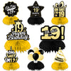 Oh S*it I’m 19 Happy 19th Birthday Honeycomb Centerpieces Balloons Confetti Theme Table Toppers Hello 19 Table Decorations Funny Birthday Decor