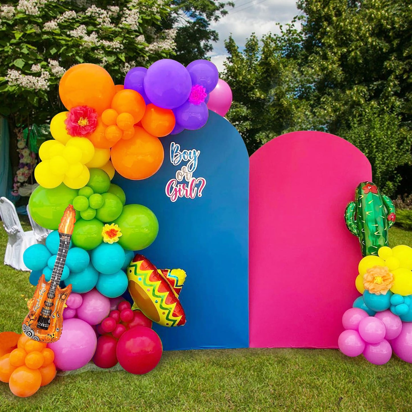 Mexican Fiesta Party Decorations 134 PCS Fiesta Balloon Garland Arch Kit Cactus Sombrero Guitar Balloons for Taco Twosday Birthday Decorations Baby