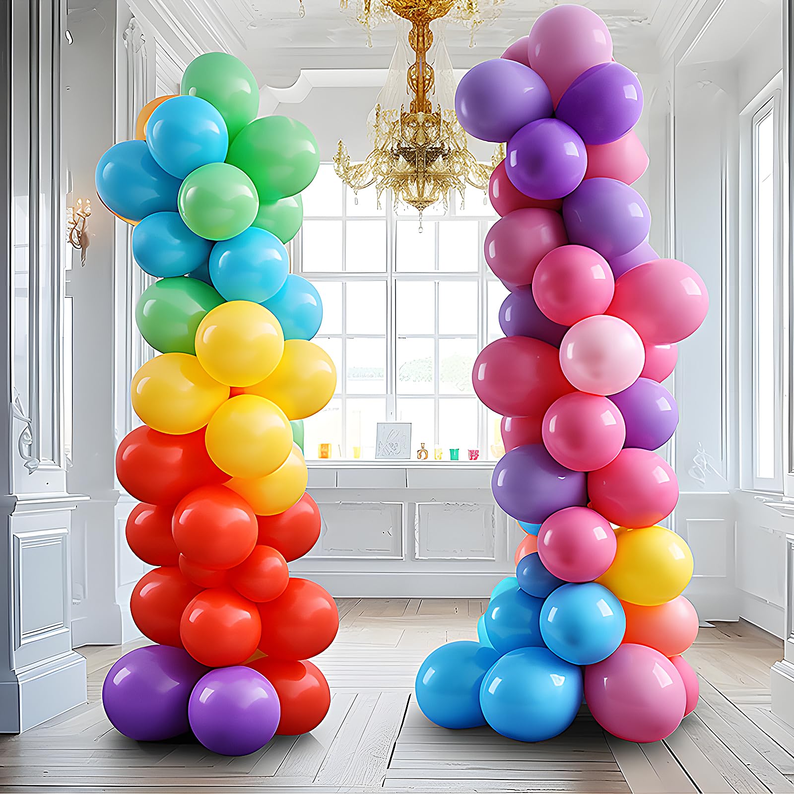 Balloon Column Stand Set of 2, 6.6ft Balloon Arch Stand Adjustable Balloon Column kit with Base Telescopic for Baby Shower Wedding Birthday Graduation
