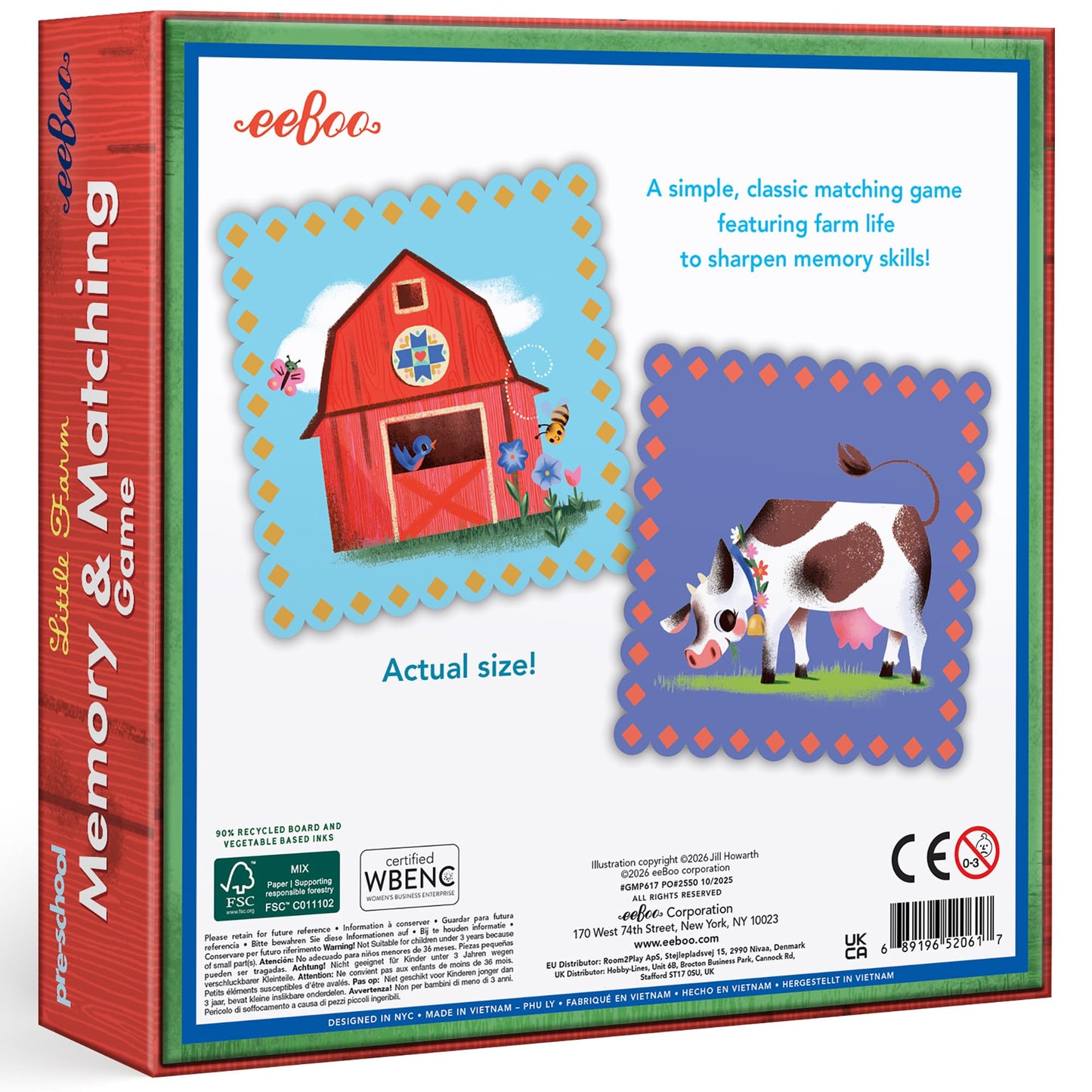 eeBoo Little Farm Memory & Matching Game, Ages 3+, 1-4 Players