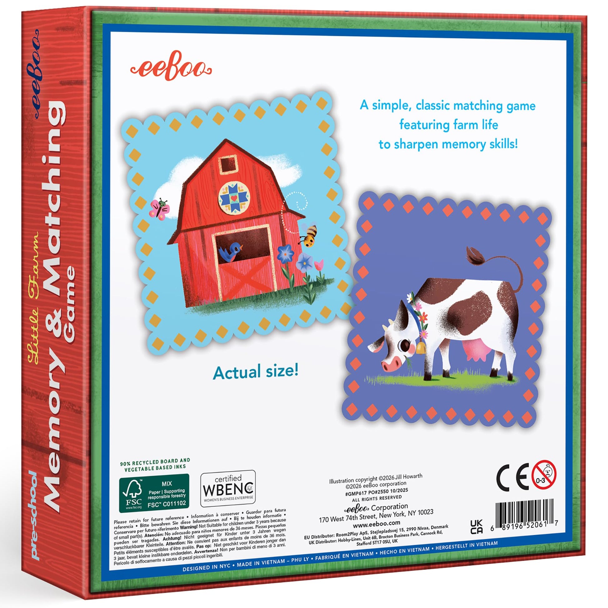 eeBoo Little Farm Memory & Matching Game, Ages 3+, 1-4 Players