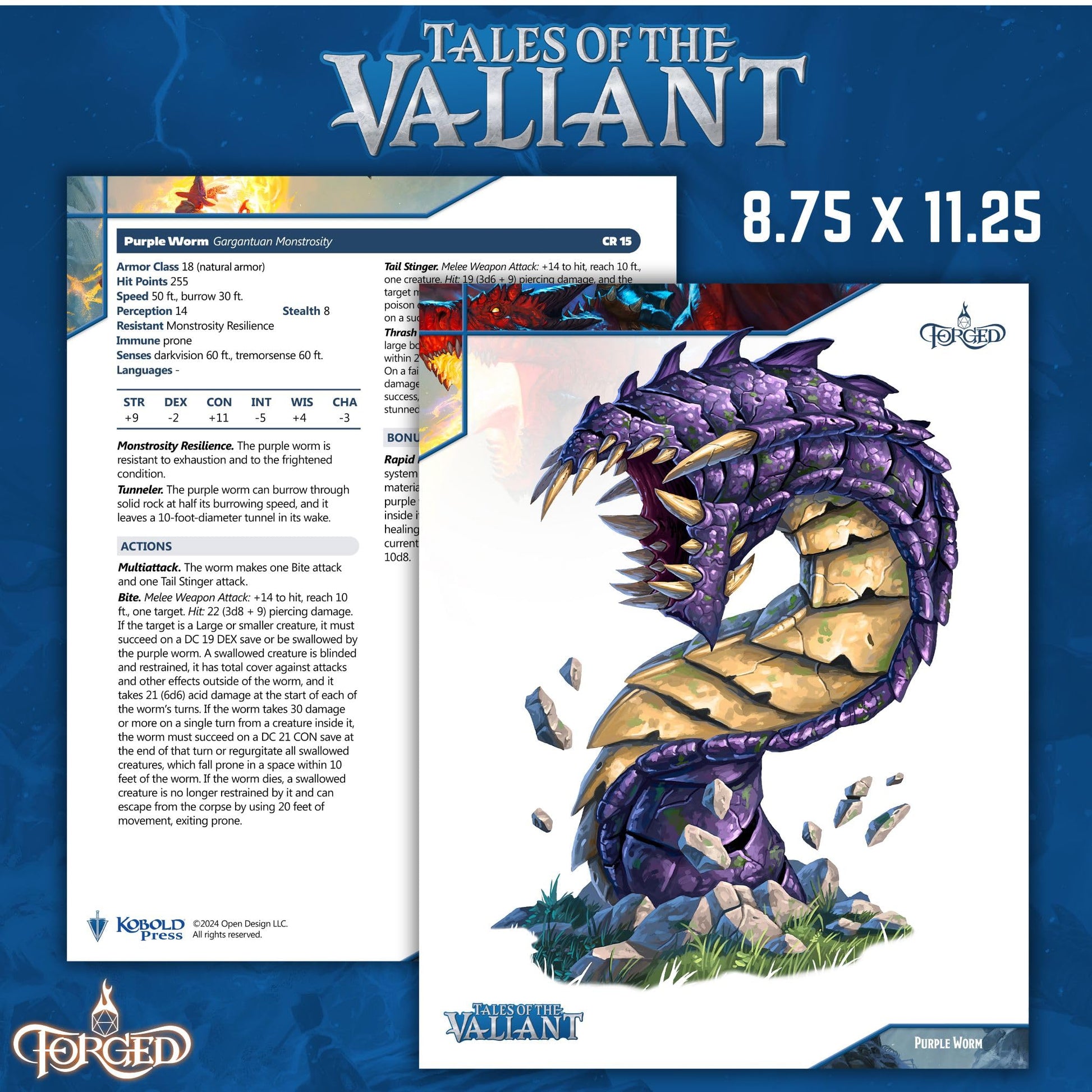 Forged Dice Co. Monster Cards Tales of the Valiant Monster Vault - 313 Full-Color Fantasy Creatures for Dnd 5E Compatible RPGs - Quick Reference Deck