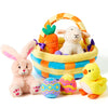 JOYIN 7 PCS Easter Basket Plush Playset Stuffers with Lamb Bunny Chick Carrot Egg Toys, Easter Party Favors Decorations Gifts Supplies for Baby Girls