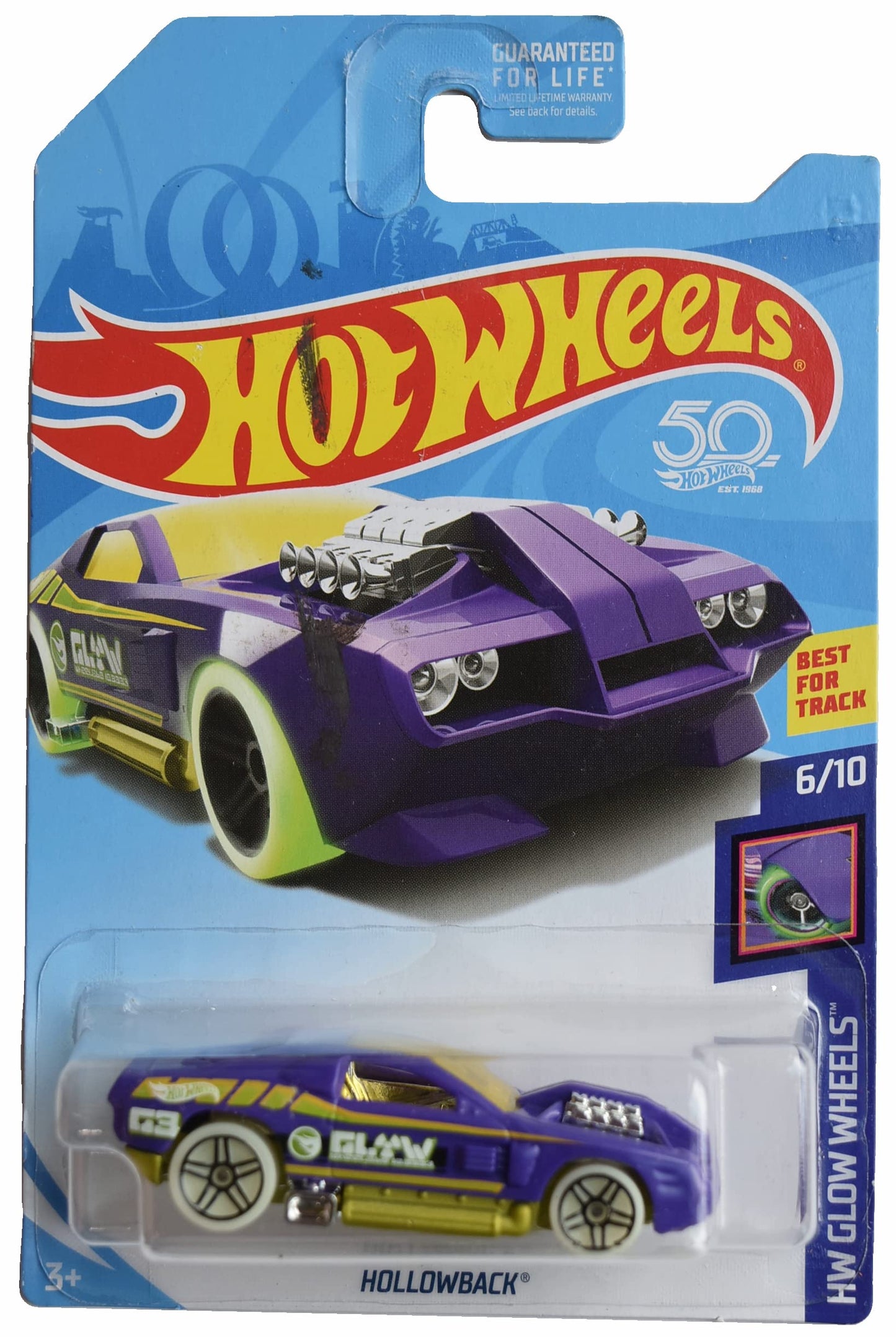 Hot Wheels Hollowback, Glow Wheels 6/10 [Regular Treasure Hunt]