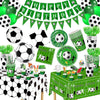 Bolake 172 Pcs Soccer Party Plates Tableware Set Serves 24 Soccer Party Decorations Supplies Includes Plates Napkins Banner Cups Tablecloth for Soccer
