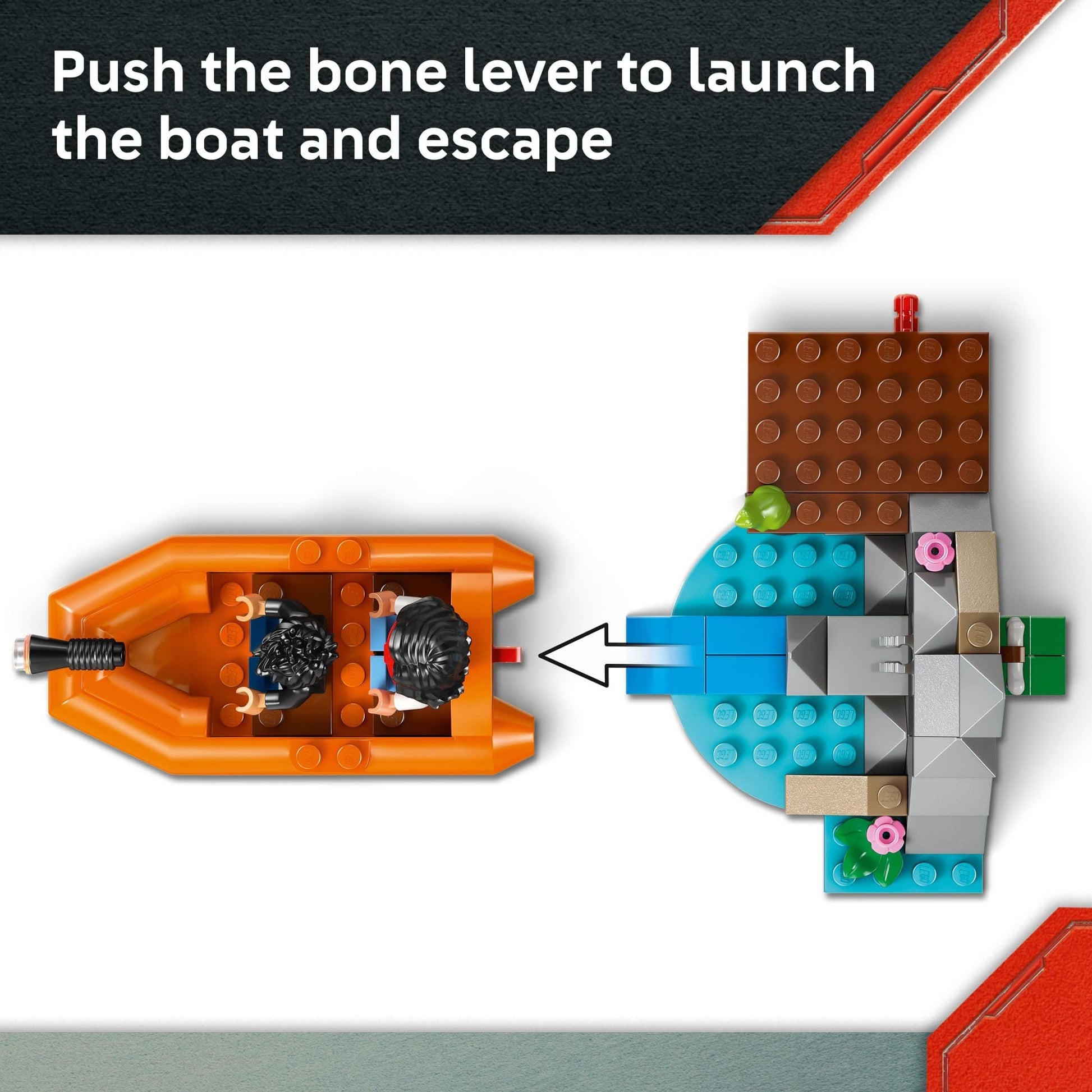 LEGO Jurassic World T. rex River Escape - Dinosaur Toy for Kids, Boys, and Girls, Ages 5-7 - Jurassic World Toy Boat Minifigures - Creative Dinosaur