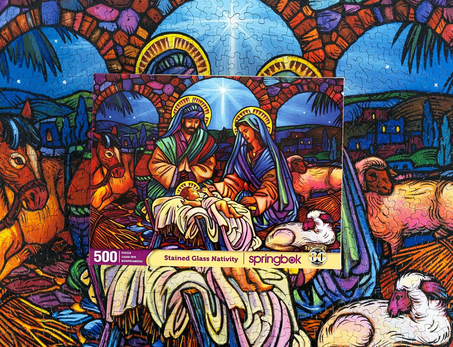 Springbok Stained Glass Nativity 500 Piece Christmas Jigsaw Puzzle