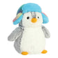 Aurora Festive Pompom Penguin Pom Pom Rainbow Trapper Stuffed Animal - Vibrant Companions - Endless Fun - Gray 9 Inches
