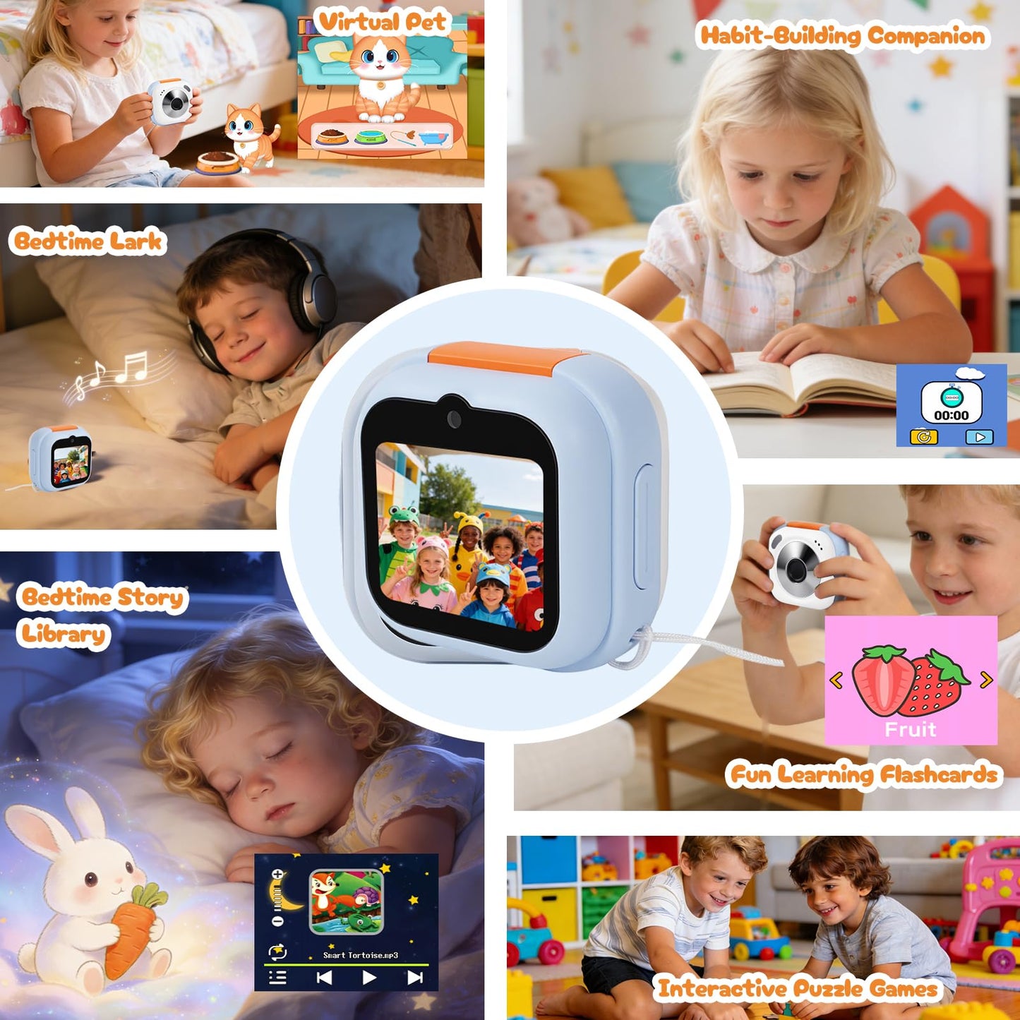 Kids Digital Camera for Boys and Girls, Portable Travel Toy, Digital Camera for Kids with Video Recording and Built-in Digital Stickers, 1080P HD