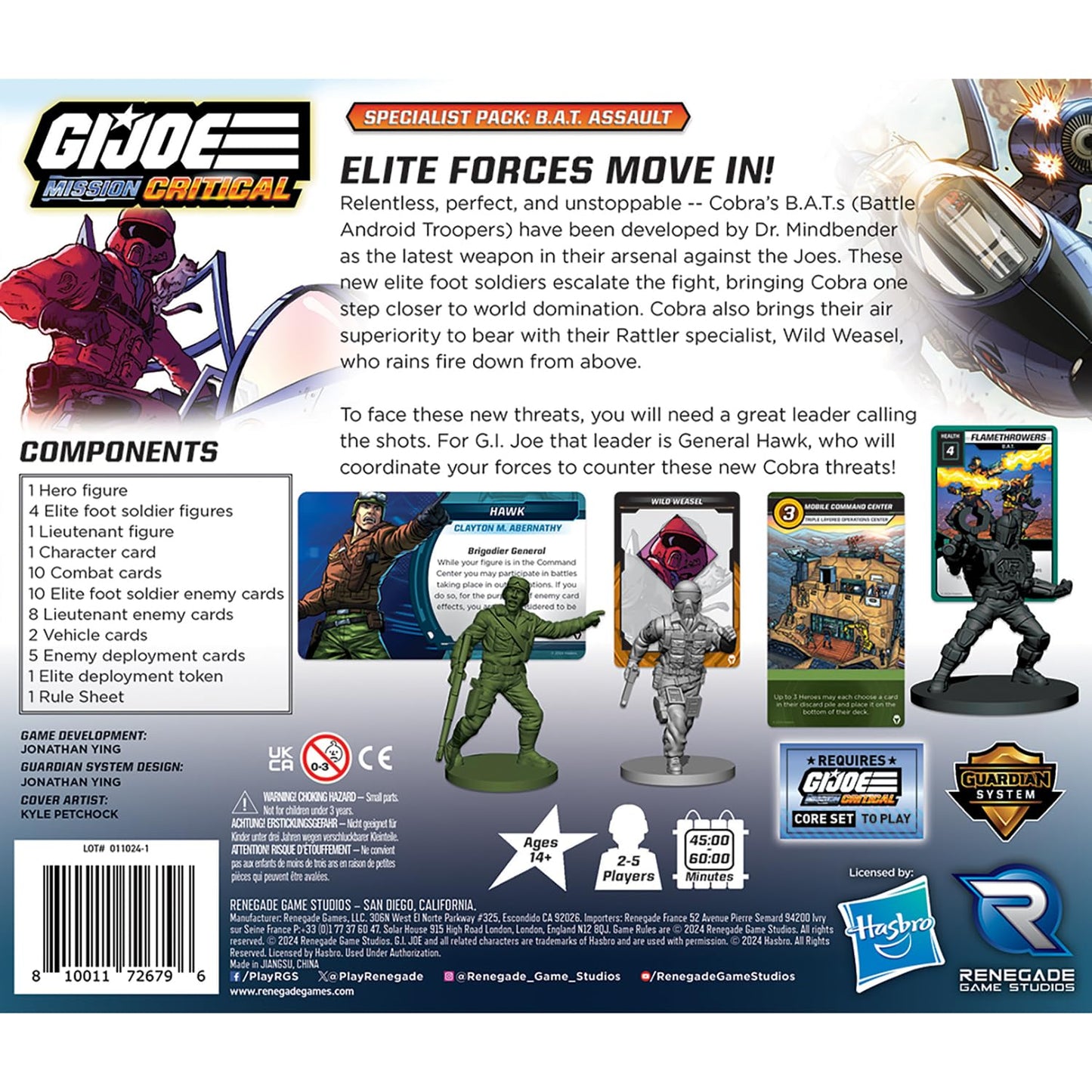 Renegade Game Studios: G.I. Joe Mission Critical Specialist Pack B.A.T. Assault Expansion - for Critical Board Game, Miniatures, Ages 14+, 2-4 Players