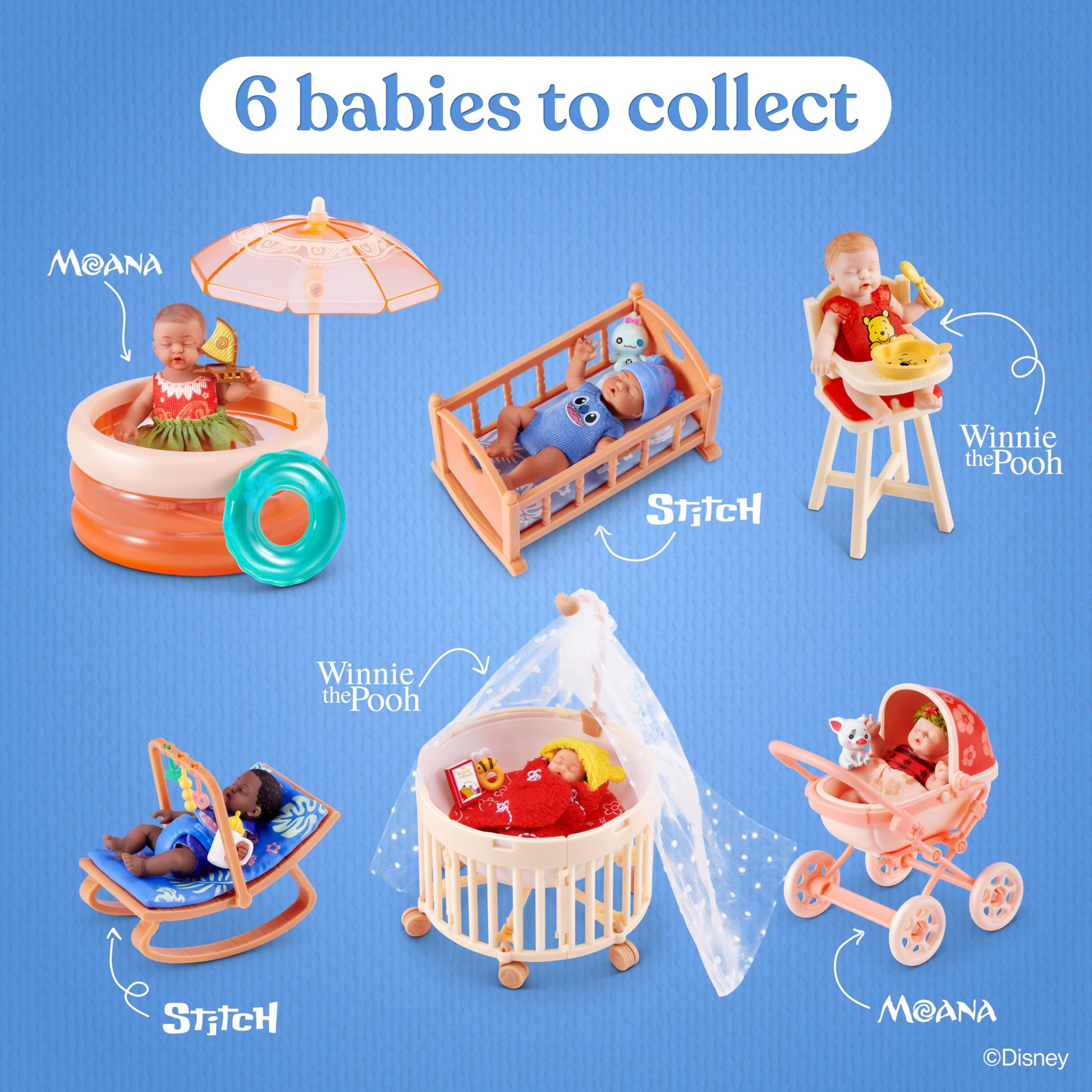 My Mini Baby Disney 2 Pack by ZURU - Collectible Disney Baby Doll Mystery Capsule with Accessories, Realistic Miniature Toy for Girls Ages 3+