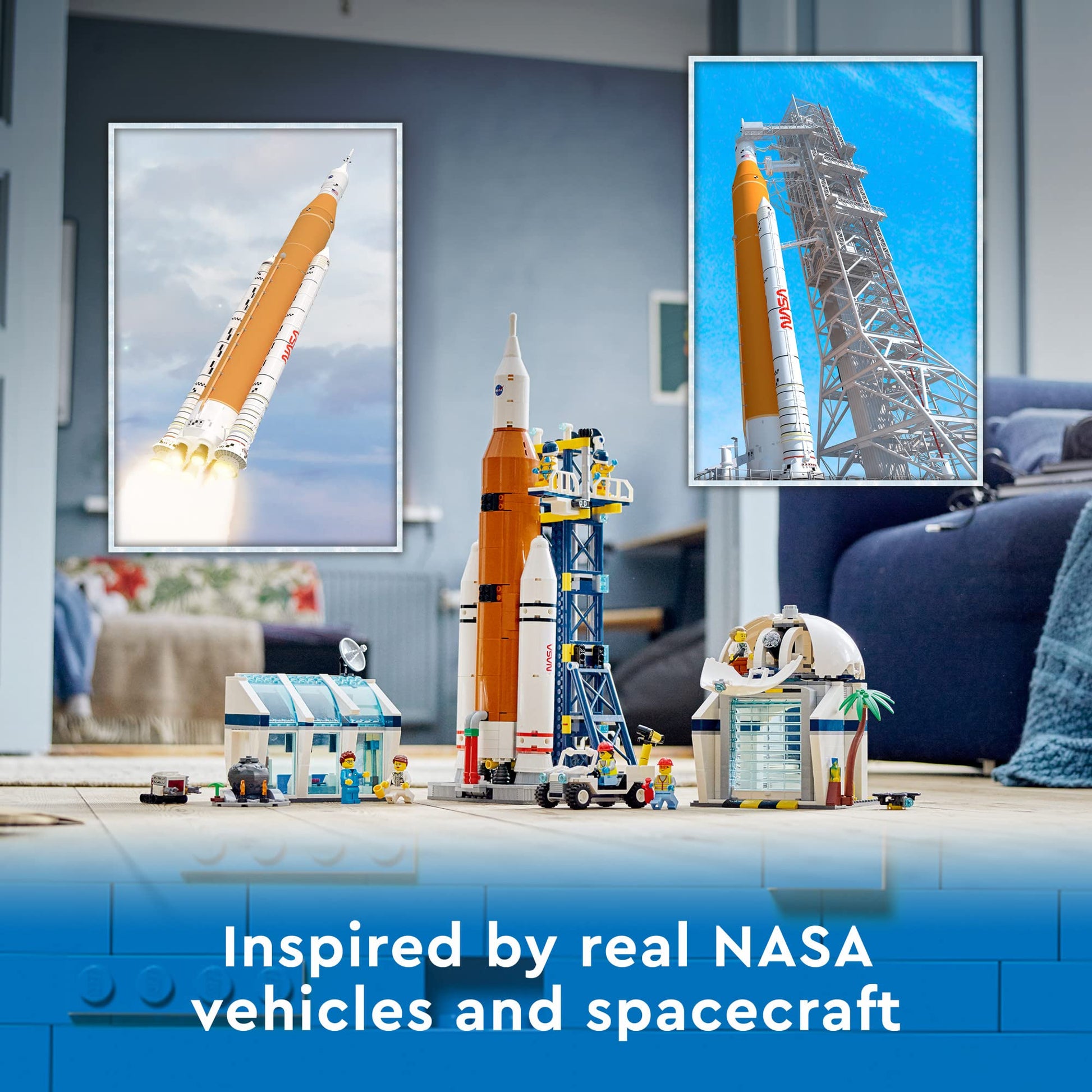 LEGO City Rocket Launch Center Building Toy Set 60351, NASA-Inspired Space Toy with Rocket, Launch Tower, Observatory, and Mission Control, Pretend