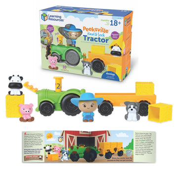 Learning Resources Peeksville Haul & Seek Tractor - Farm Animal Toys, Play Figure Playsets, Barnyard Toys, Toddler Farm Playset, Farmer Toy, Animal