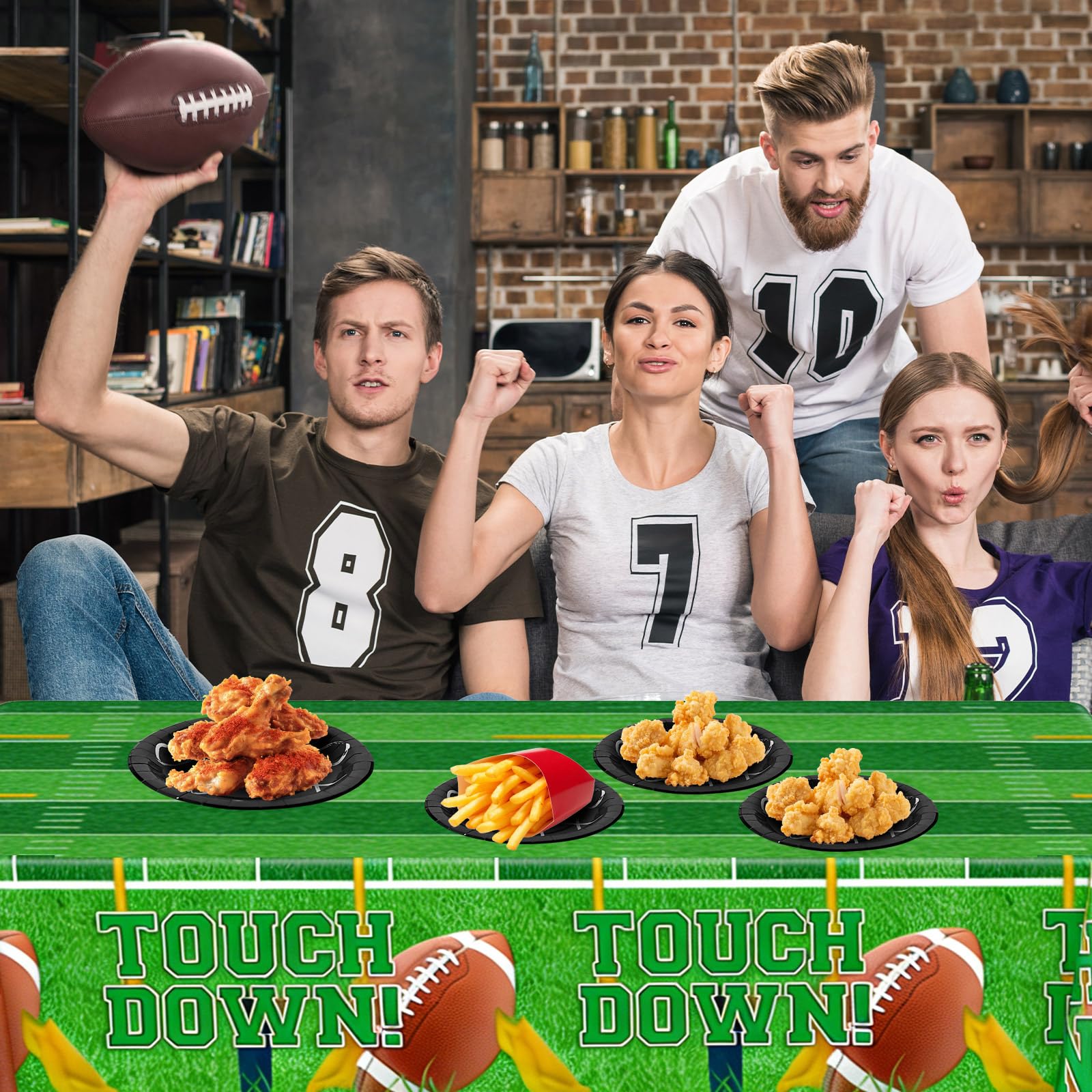 Huangfbfx 6Pcs Football Tablecloth Disposable Plastic - Rugby Tablecloth Football Party Decorations Table Cover for Gameday Tailgate Birthday Football