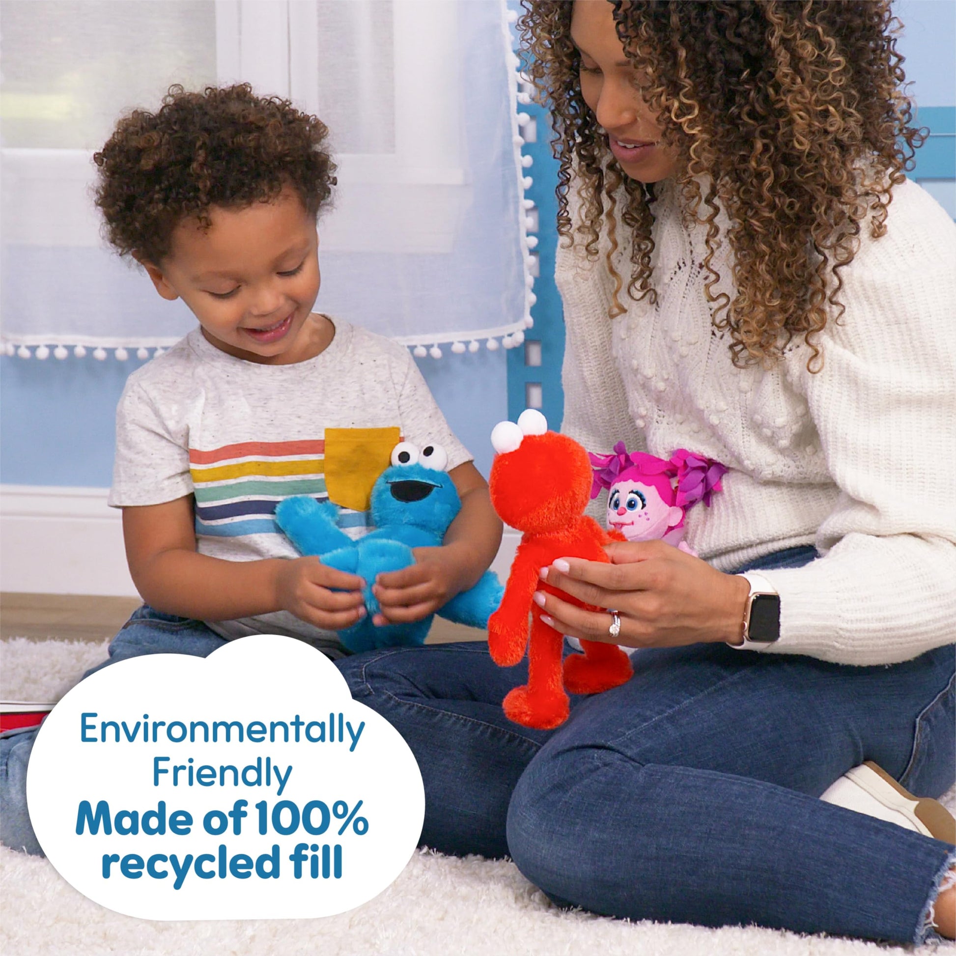 Sesame Street Friends 8-inch Abby Cadabby Sustainable Plush Stuffed Toy, Kids Toys for Ages 18 Month by Just Play