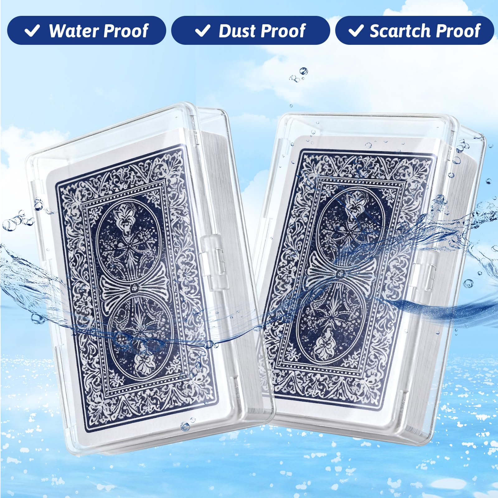 FVIEXE 24PCS Playing Card Case, 3.8 x 2.7 x 0.8 Inch Plastic Playing Card Box Clear Card Game Storage Organizer, Empty Standard Size Card Deck Cases