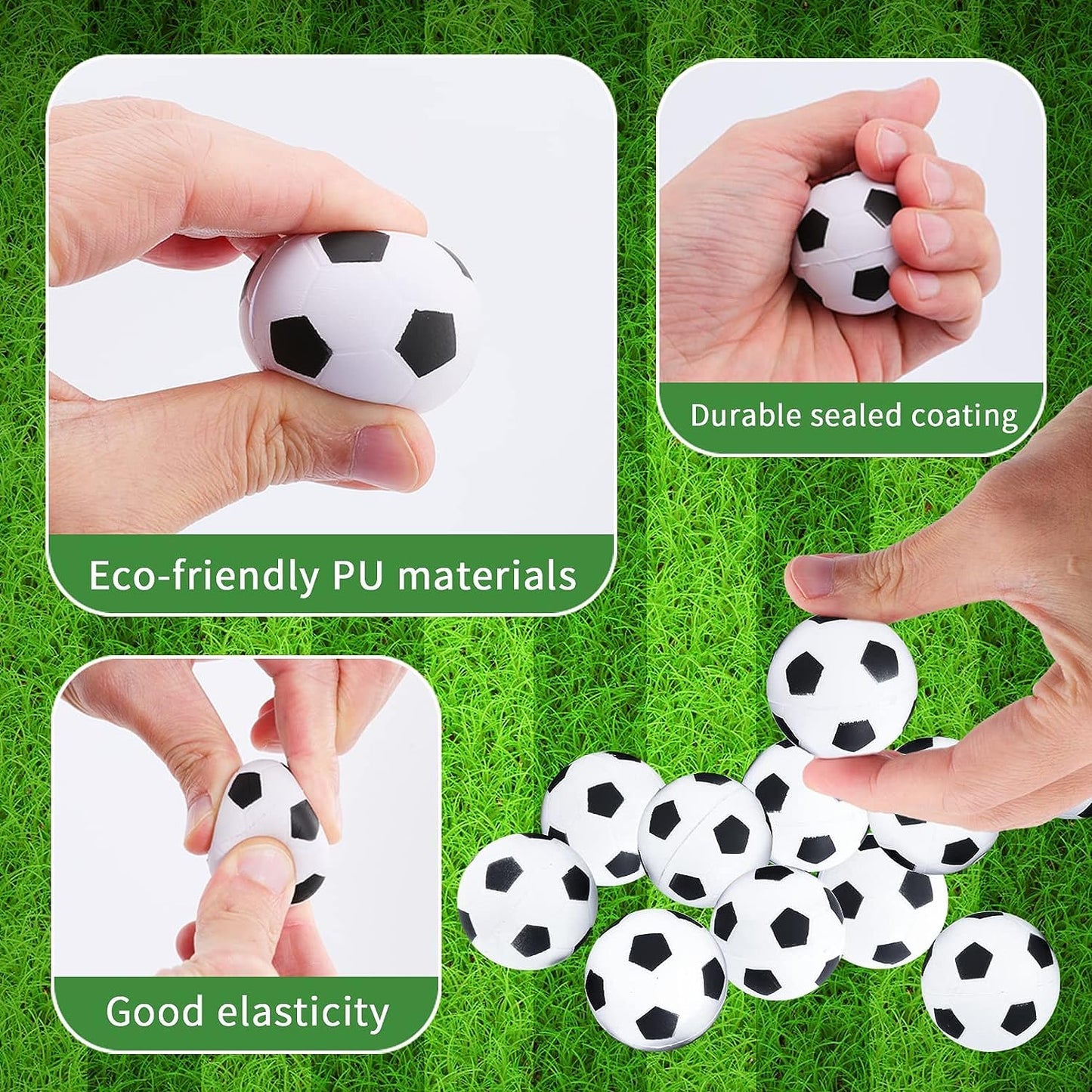 Fulanfudi 24 PCS Soccer Cupcake Toppers Foam Mini Soccer Stress Ball Soccer Ball Cupcake Picks Football Theme Cake Topper for Kids Stress Relief