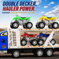 Liberty Imports Auto Hauler Big Rig Toy Semi Truck Car Carrier Transporter Trailer 1:48 Scale Friction Powered Wheeler Vehicle with 4 ATVs Dirt Bike