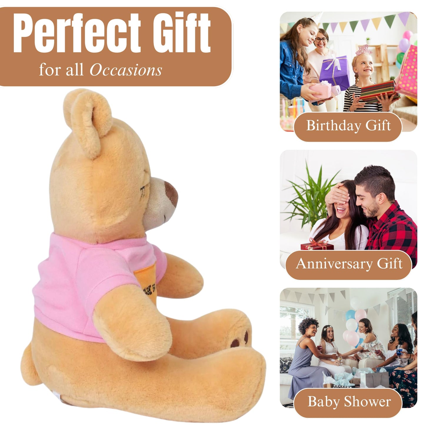 Teddy Bear Stuffed Animal - Soft Stuffed Bear Plush - 10.23” Teddy Bear for Baby & Adults - Cute Stuffed Animal Plush Toy for Every Event & Also