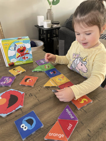 CreateOn “Sesame Street” Toys, Magnetic Kids’ Building Tiles from “Sesame Street” Books, Colors with Elmo Magnet Tiles, Educational Toys for Ages 3+