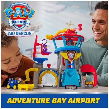 Paw Patrol: Air Rescue, Pup Squad Adventure Bay Airport Playset, with Chase Toy Car Vehicle Launcher, Kids Toys for Boys and Girls 3+