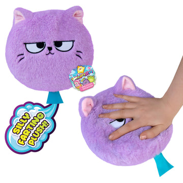 ORB Whoopzeezz Plush Animal Whoopie Cushion Prank Toy - Purple Cat - Adorable Plush Self Inflating Whoopie Cushions for Kids - Squeeze for Silly