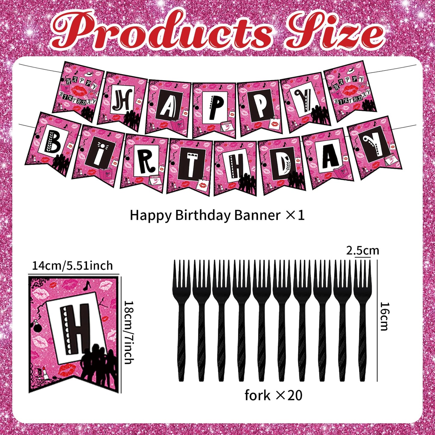 Pink Girls Birthday Party Set Pink High School Queen Theme Burn Book Popular Girl Birthday Decorations Party Decorations Hot Girls Banner Plates