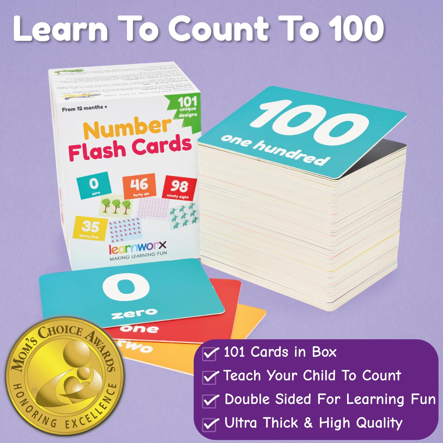 Number Flash Cards for Toddlers | Award-Winning - Toddler Math Flash Cards | Learn Counting Flashcards Numbers 1-100 | Help Kids Count Games | Kids