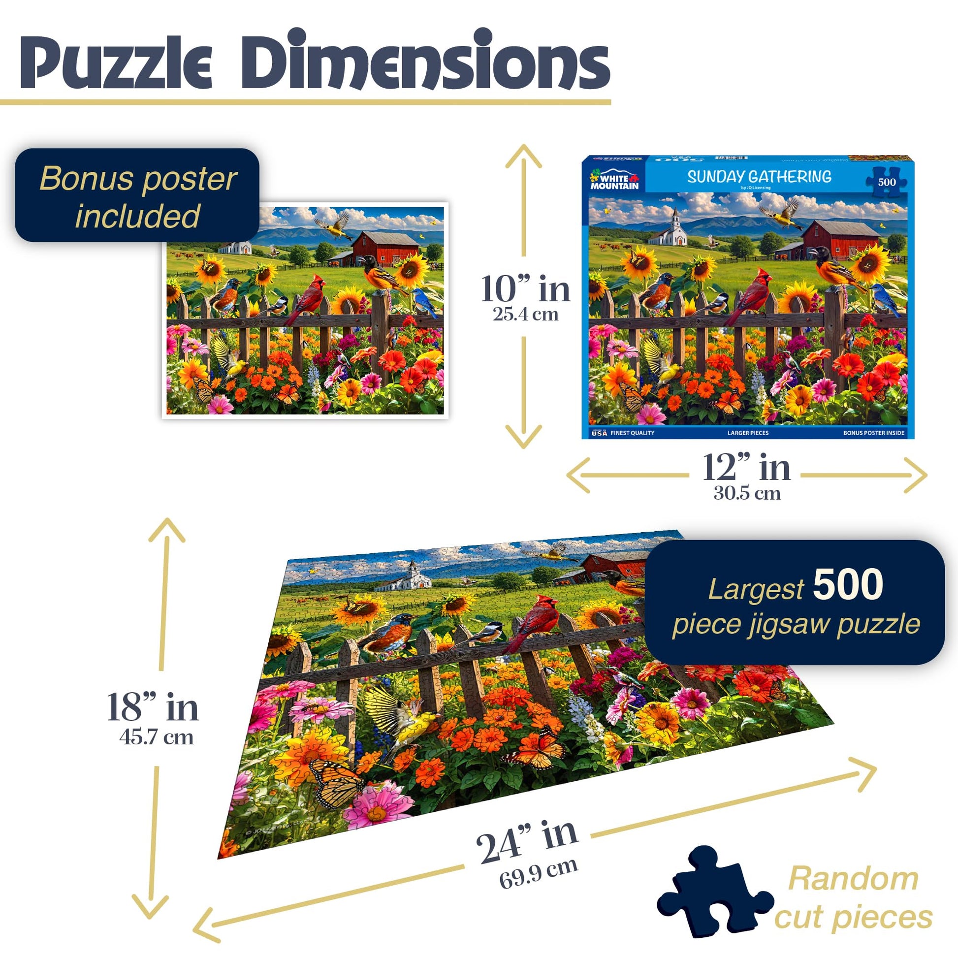 White Mountain 500 Piece Jigsaw Puzzle Spring Flower Bird, Sunday Gathering