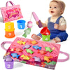 BAHIAKLO Montessori Toys for 1 Year Old Girl Gifts, Pink Cloth Fishing Toy for Toddler 1-3, Fine Motor Skills Toy Sorting Learning Baby Toys 6-12-18