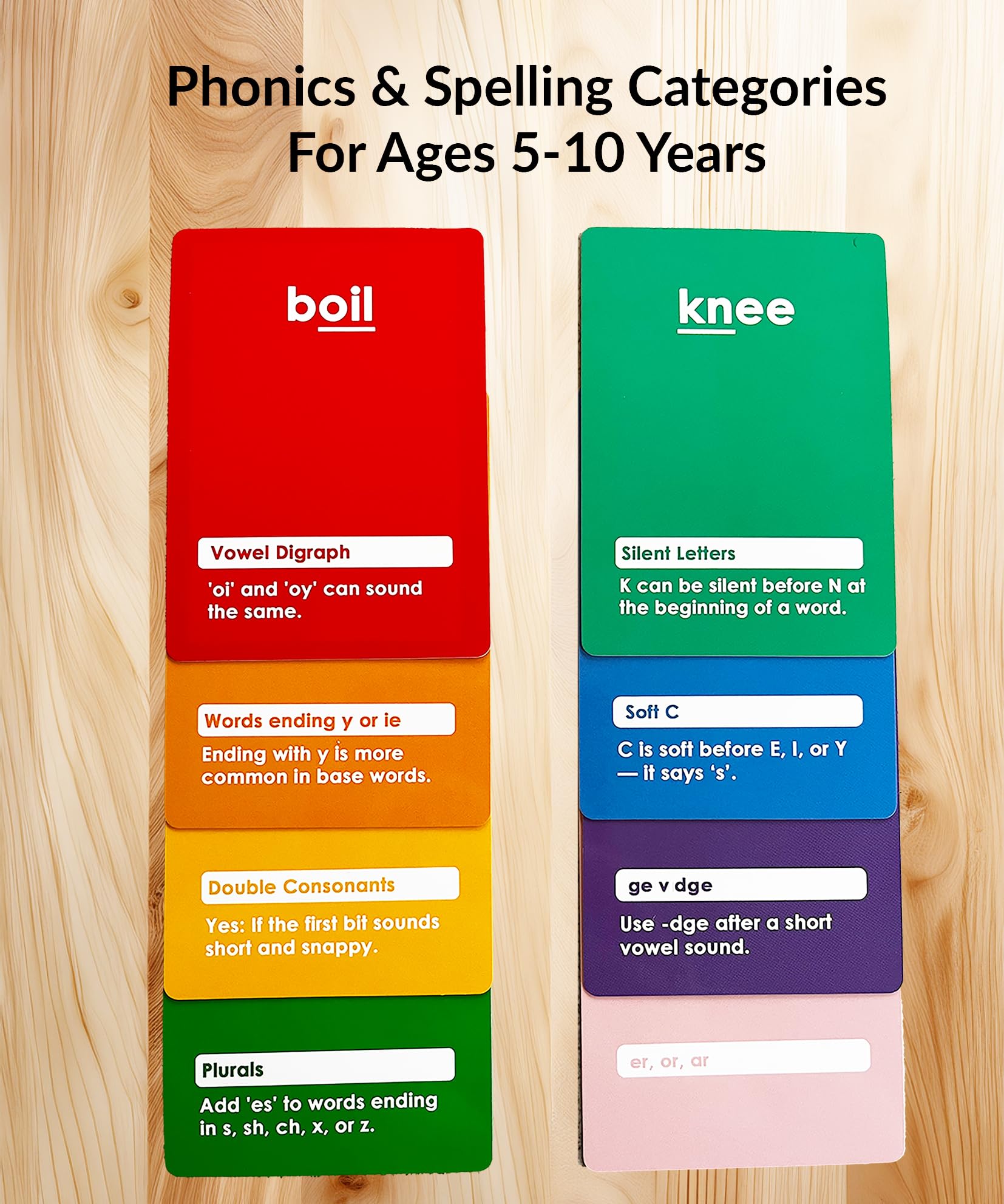 Spelling Game for Kids Ages 5-10, Flashcards Phonics Game, Educational Learning Game for 1st, 2nd, 3rd, 4th Grade Teachers, Classrooms or Homeschool