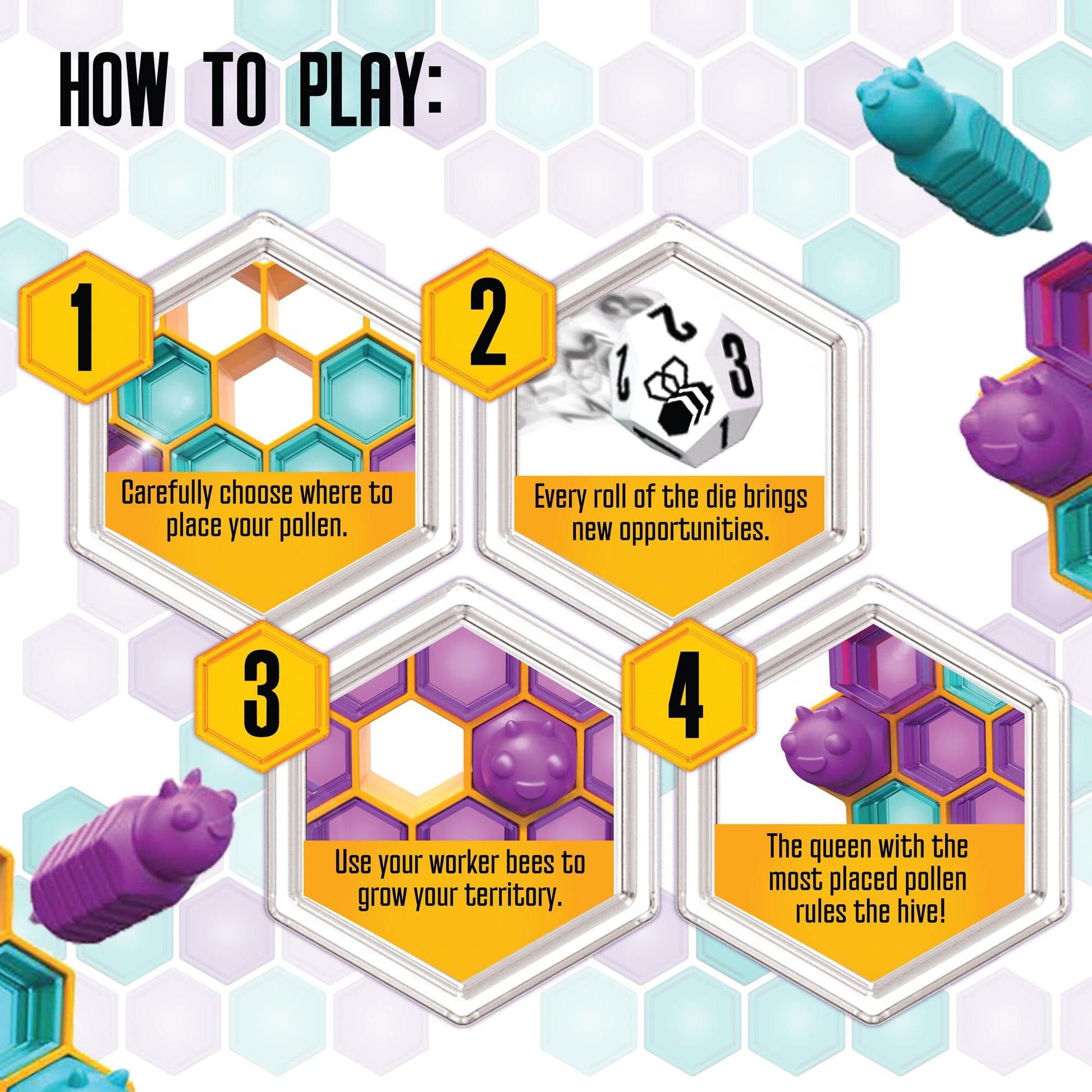 MindWare Queen Swarm - Strategic Hive Domination Game for Kids & Families, Dice-Rolling Area Control Board Game, Ages 6+, 2 Players