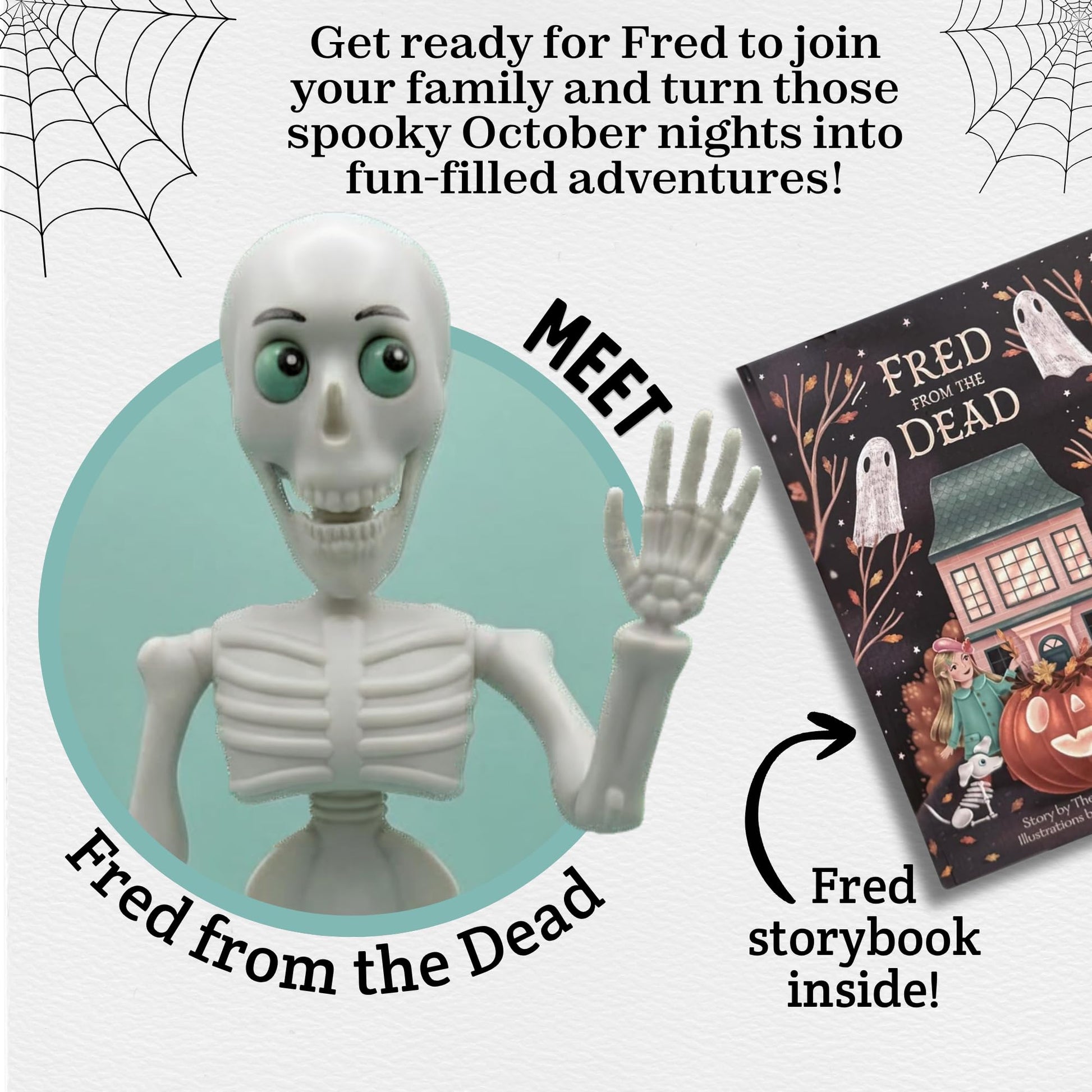 Fred from the Dead Skeleton Doll and Book Set | Children's Book with Toy | Interactive Story for Kids | Halloween