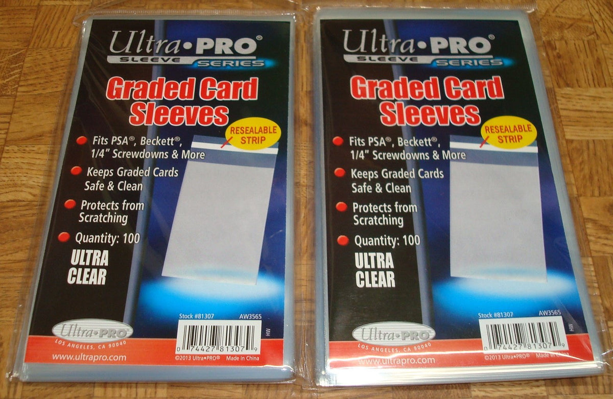 2 Ultra Pro Graded Card Sleeve Packs with Resealable Strip 200 Total (2 100ct Packages). Protects Graded Cards from Scratching and Dust. for Use