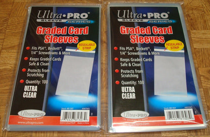 2 Ultra Pro Graded Card Sleeve Packs with Resealable Strip 200 Total (2 100ct Packages). Protects Graded Cards from Scratching and Dust. for Use