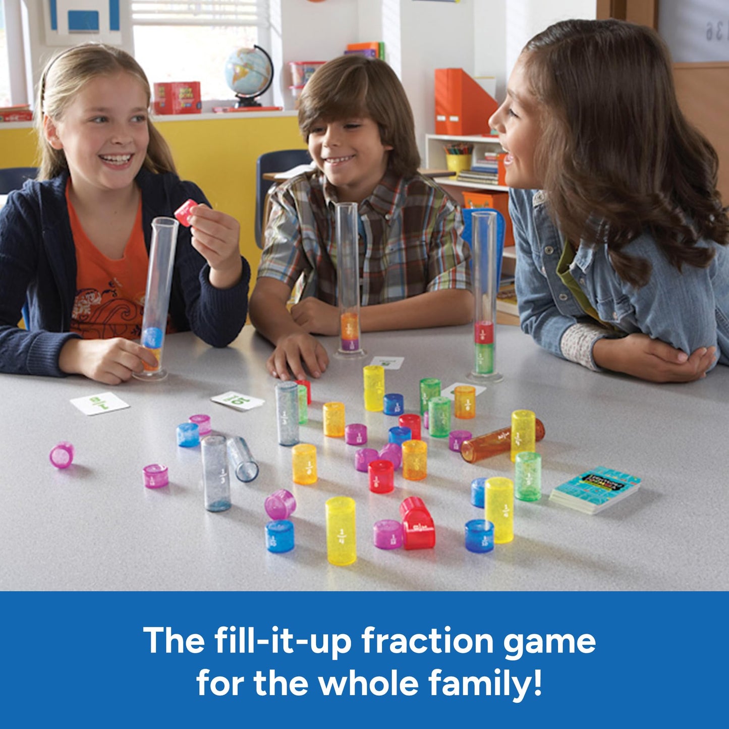 Educational Insights Fraction Formula - 3rd Grade Math Games for Kids 8-12, Fraction Tiles and Fractions Flash Cards, Learning Games and Math