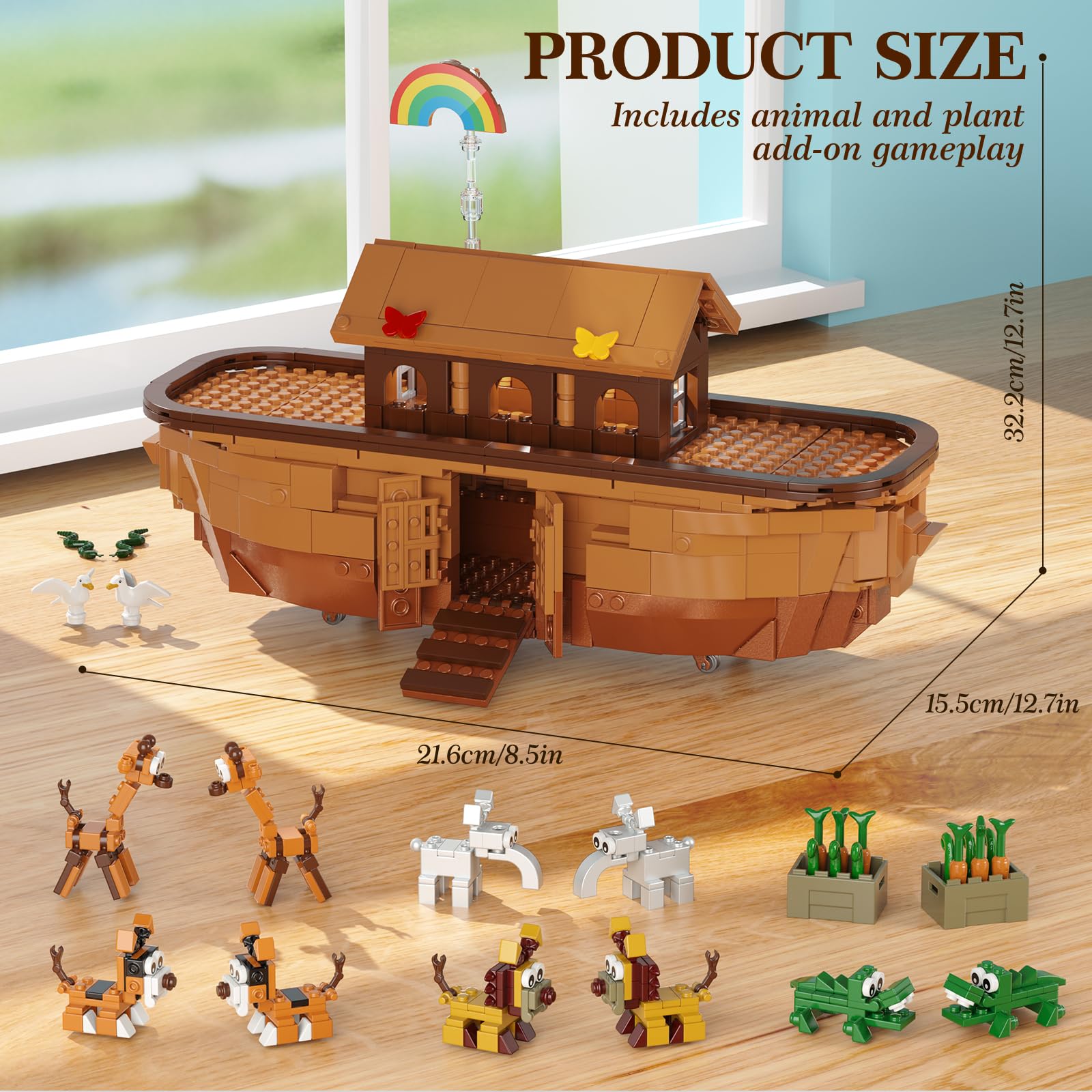 Noah's Ark Building Blocks Set - 845 PCS Deluxe Bible Story Model Kit for Adults, Boys & Girls, Interactive Religious Construction Toy, Ideal