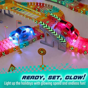 JitteryGit Replacement Light Up Magic Cars For Glow Flex Tracks - Extra LED Car Accessories For Race Track & Glow In The Dark Trax - Compatible