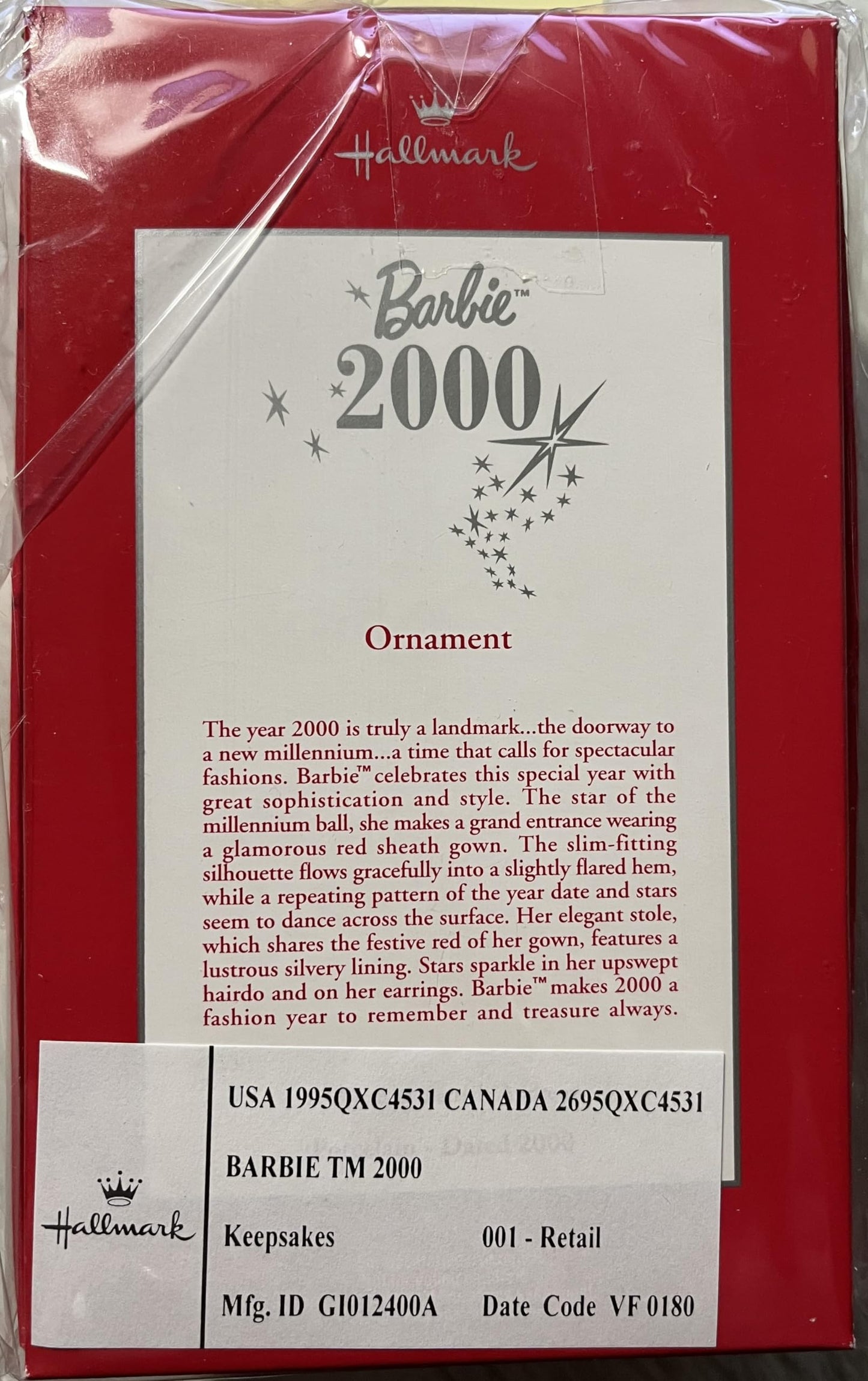 Hallmark Barbie 2000 Keepsake Ornament New unopened