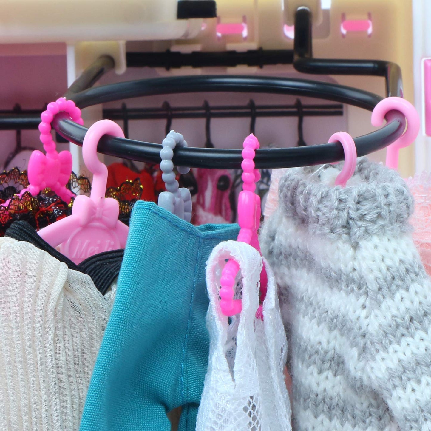 BJDBUS 80 Pcs Plastic Hangers Accessories for 11.5 inch Doll Clothes Gown Dress Outfit