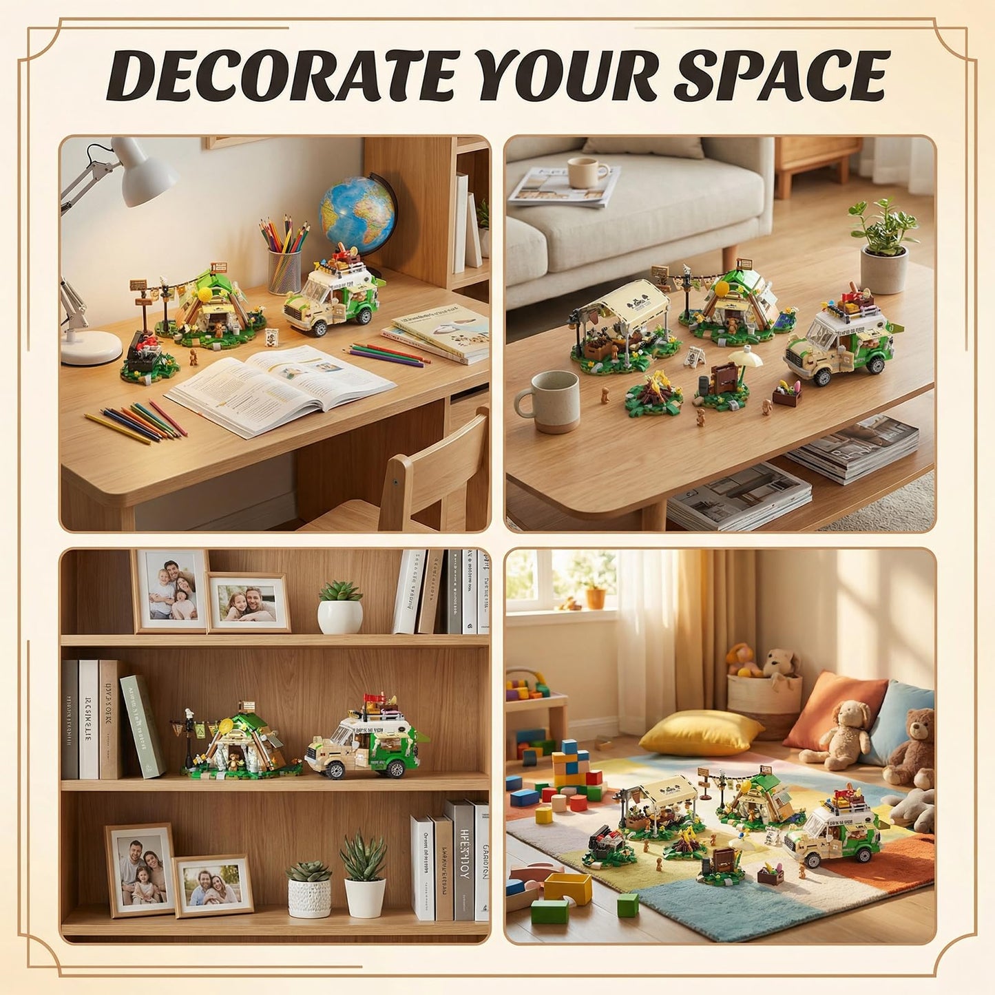 JYLWSMHMU Holiday Adventure Camper Van Building Blocks Set with Mini Outdoor Camping Cabin Tent Creative Construction Gift for Adults Teens 1982PCS