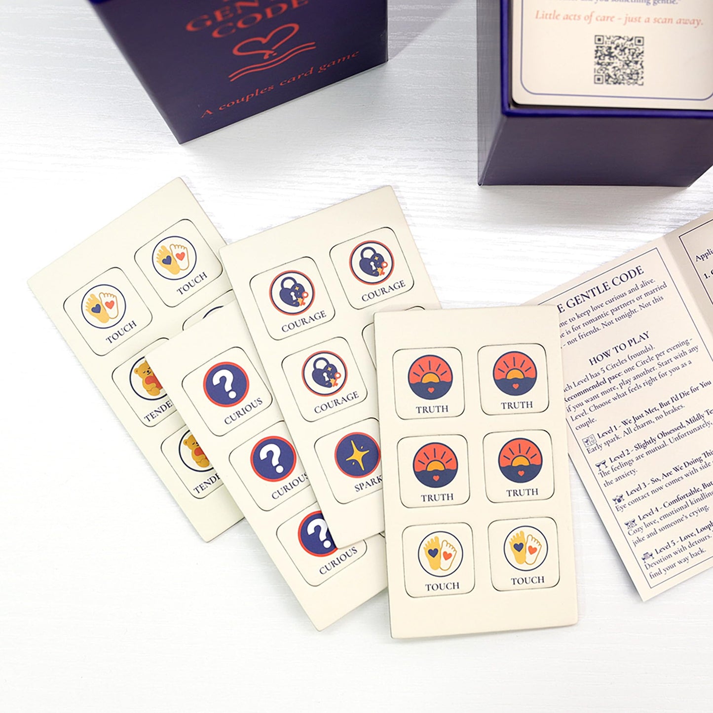 The Gentle Code Couples Card Game - 150 Conversation & Action Cards, 5 Progressive Levels, Token Reward System - Date Night Gift for Couples