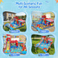 AKEYDIY Water Slide for Kids, 15-in-1 Inflatable Water Bounce House Backyard Snack Stand with Canopy, Waterslide with Long Slide & Large Pool for Kids